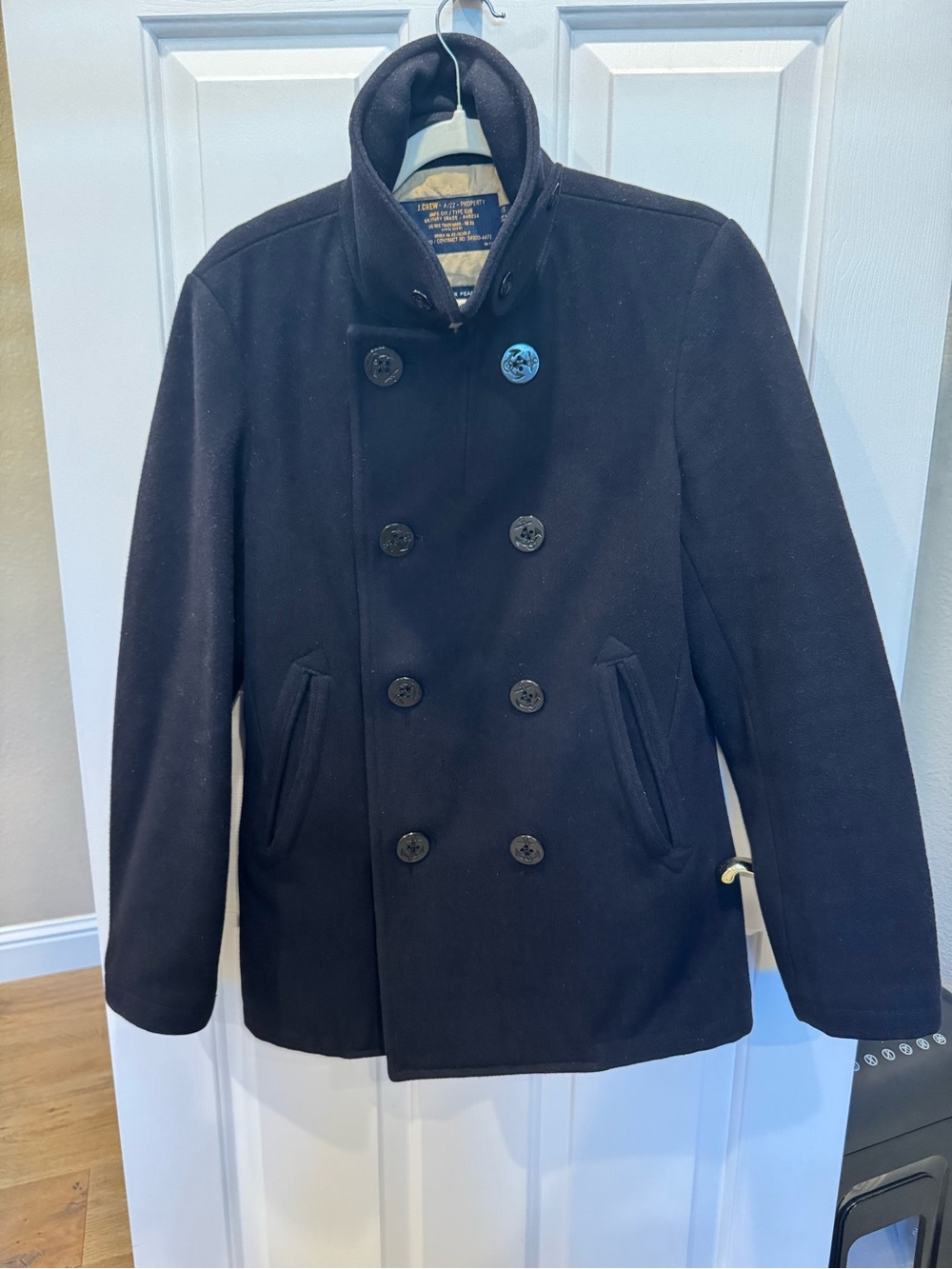 J.Crew Men's Wool Peacoat with Thinsulate - Navy Blue Size Small (Unisex) size M